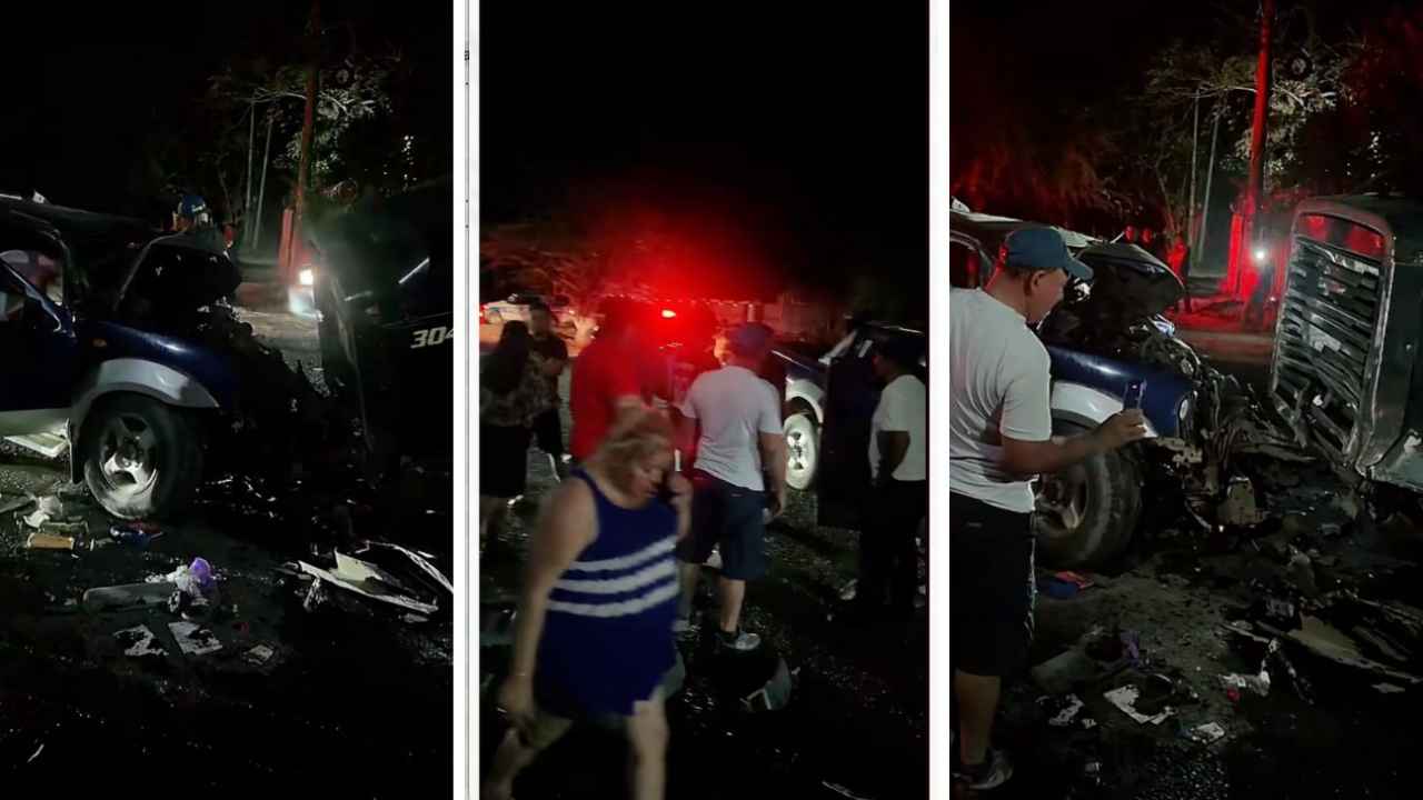 Escena del accidente en Caserío Monteverde, donde un pickup chocó contra un tráiler. Foto: [Cortesía].