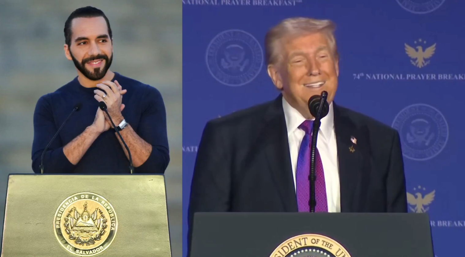 El Presidente Nayib Bukele participó en el Desayuno Nacional de Oración en Washington, donde fue reconocido como aliado estratégico por Donald Trump. Foto: @SecPrensaSV
