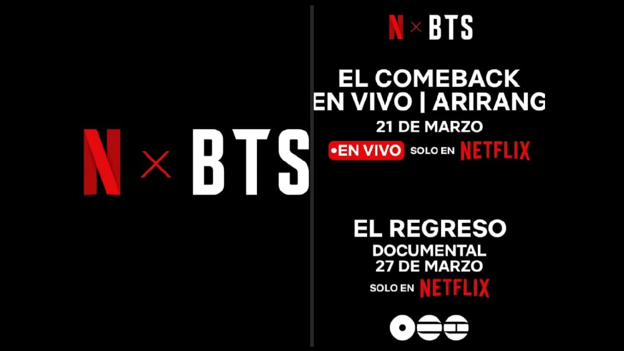 BTS y Netflix anuncian alianza histórica: el regreso de los ídolos coreanos a los escenarios se verá en todo el mundo a través del streaming. 💜📽️