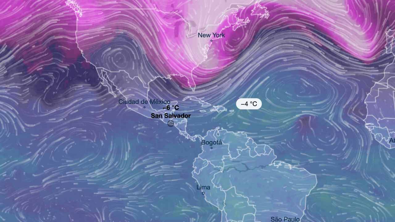 Mapa de la NOAA muestra el vórtice polar deformado en febrero 2026, liberando aire ártico hacia Centroamérica. Foto: [NOAA/CPC].