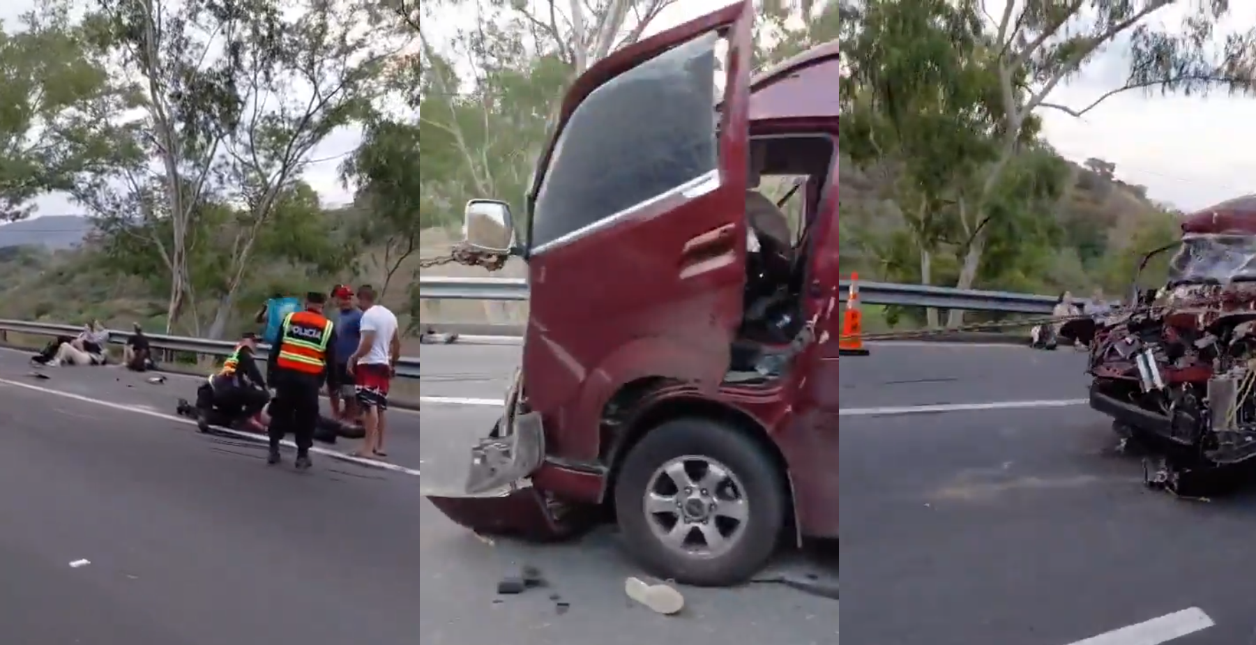 Un microbús perdió el control y se estrelló contra un tráiler en la Carretera Panamericana, cerca de El Congo, dejando un muerto y varios heridos. Las autoridades investigan las causas del siniestro. Foto: Cortesía.