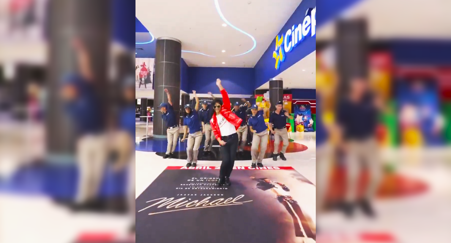 Un video de trabajadores de Cinépolis bailando al ritmo de Michael Jackson causa furor en redes por su creatividad y talento. La campaña promociona el estreno de la película biográfica del "Rey del Pop".. Foto: Cortesía.