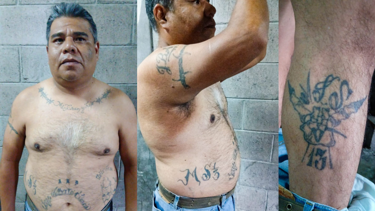Jaime Omar Rodríguez García, alias El Chino, perfilado como fundador de una clica de la MS13, tras ser interceptado por la PNC en Santa Tecla. Cortesía.