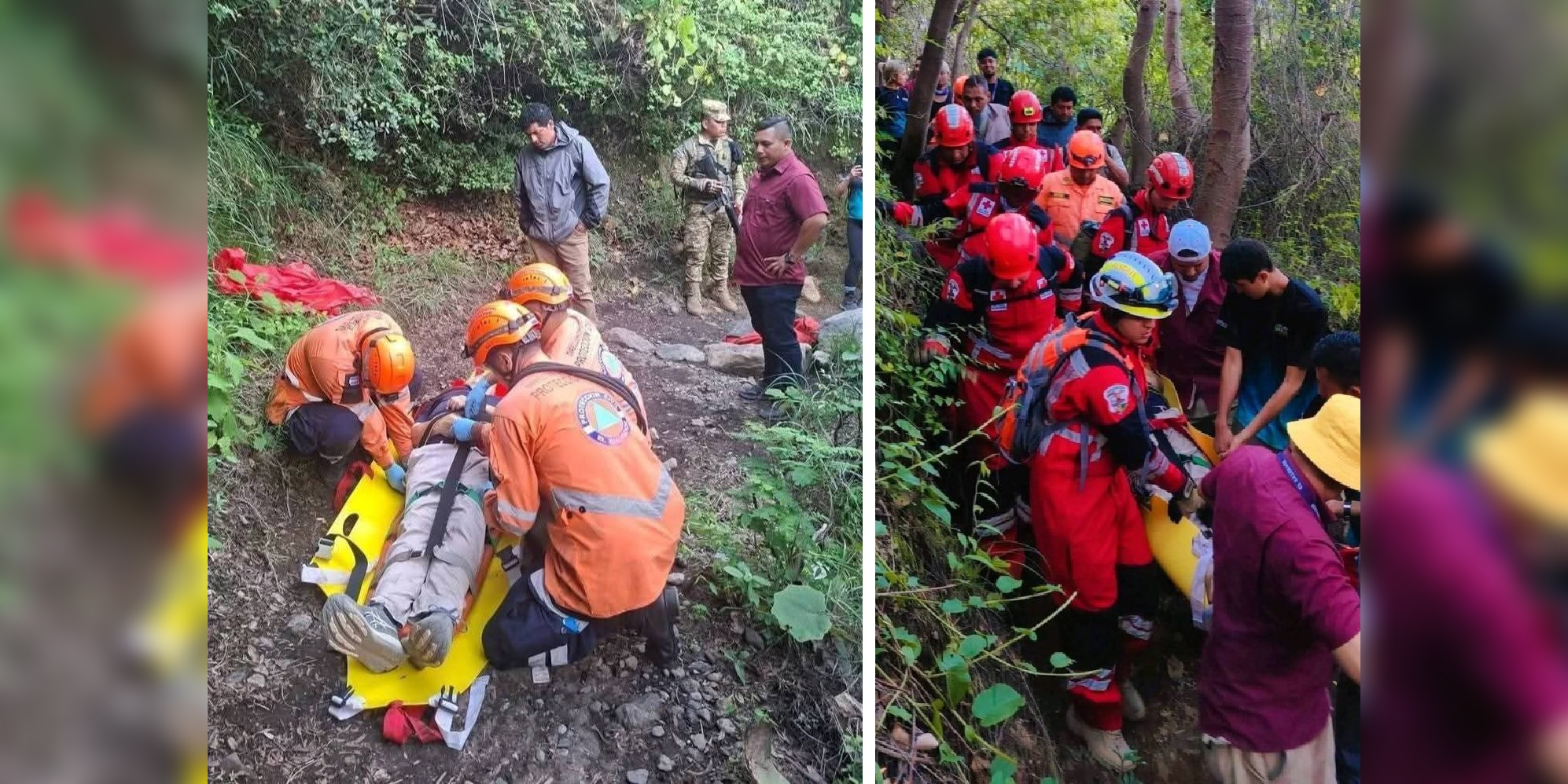 Un turista griego perdió la vida al sufrir un paro cardíaco en las faldas del volcán Ilamatepec. Equipos de la Cruz Roja Salvadoreña recuperaron su cuerpo en un operativo de rescate en la zona. Foto: Cruz Roja Salvadoreña.