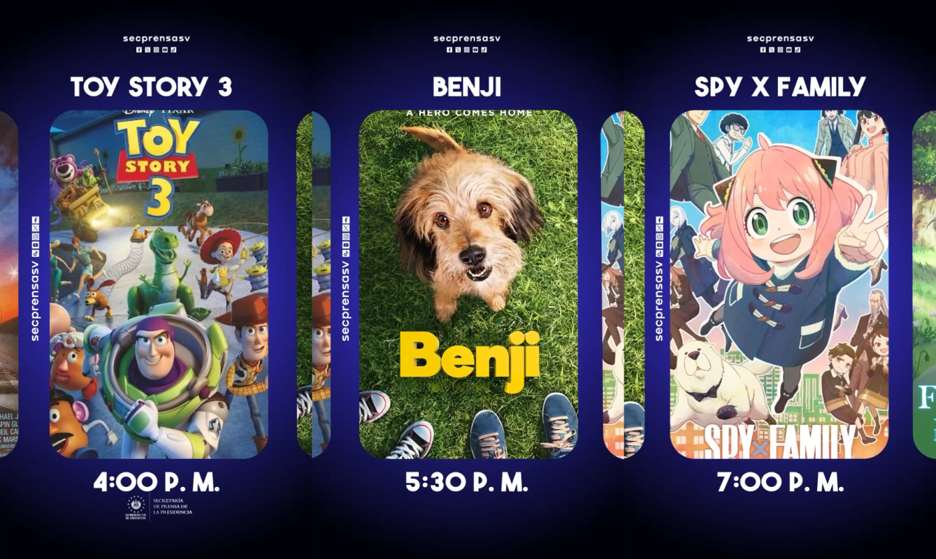 El Salvador lanza "Cine al Aire Libre", una iniciativa con cartelera variada y funciones gratis en la Plaza Monseñor Romero y el Parque Nuevo Cuscatlán. Ideal para disfrutar en familia. Foto: SecPrensaSV.