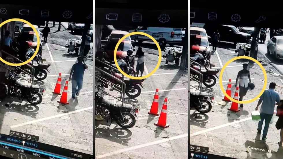 El presunto hurto ocurrió en una acera habilitada como estacionamiento sobre la 29 Calle Oriente. Las reformas vigentes al Código Penal sancionan este hecho con penas que oscilan entre los seis y los ocho años de prisión. (Foto: Captura de pantalla / Denuncia Ciudadana)