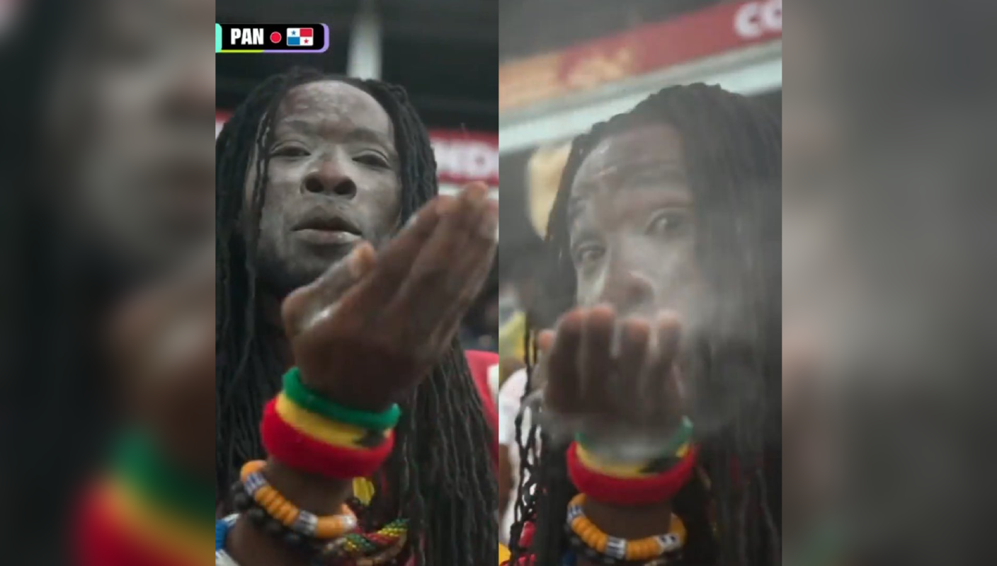 Un ritual de un hincha de Ghana con un misterioso polvo en el Mundial 2026 se volvió viral tras coincidir con el gol de la victoria ante Panamá. ¿Magia o tradición? Foto: Sivar News