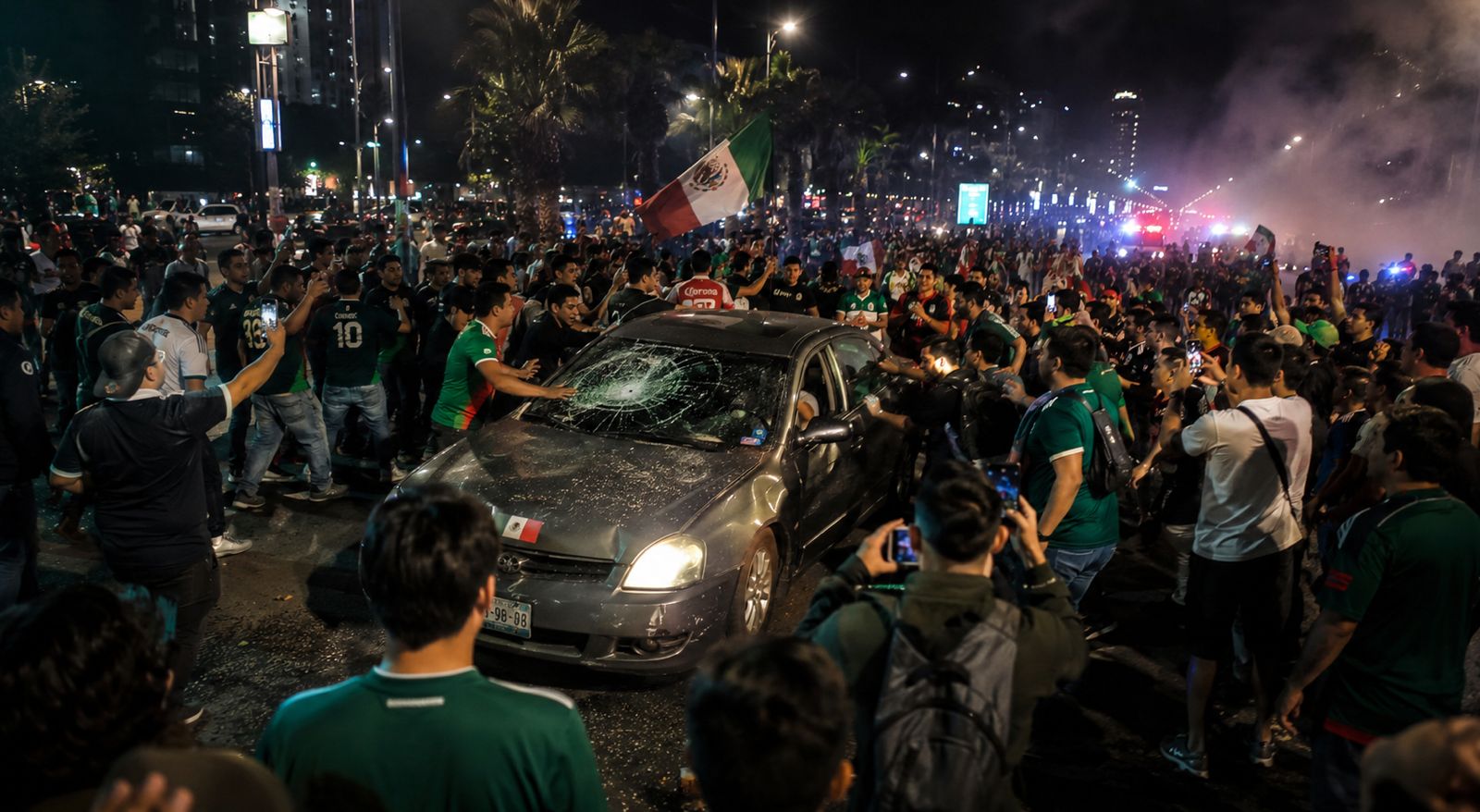 El Mundial en México ha dejado un saldo trágico: incidentes como un atropellamiento masivo en Cabo San Lucas y aglomeraciones mortales en la CDMX han opacado las celebraciones. Foto: Ilustración